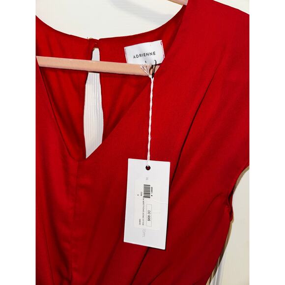 ADRIENNE Solid Drop Shoulder Red Romper size Small‎ NEW - Picture 4 of 6